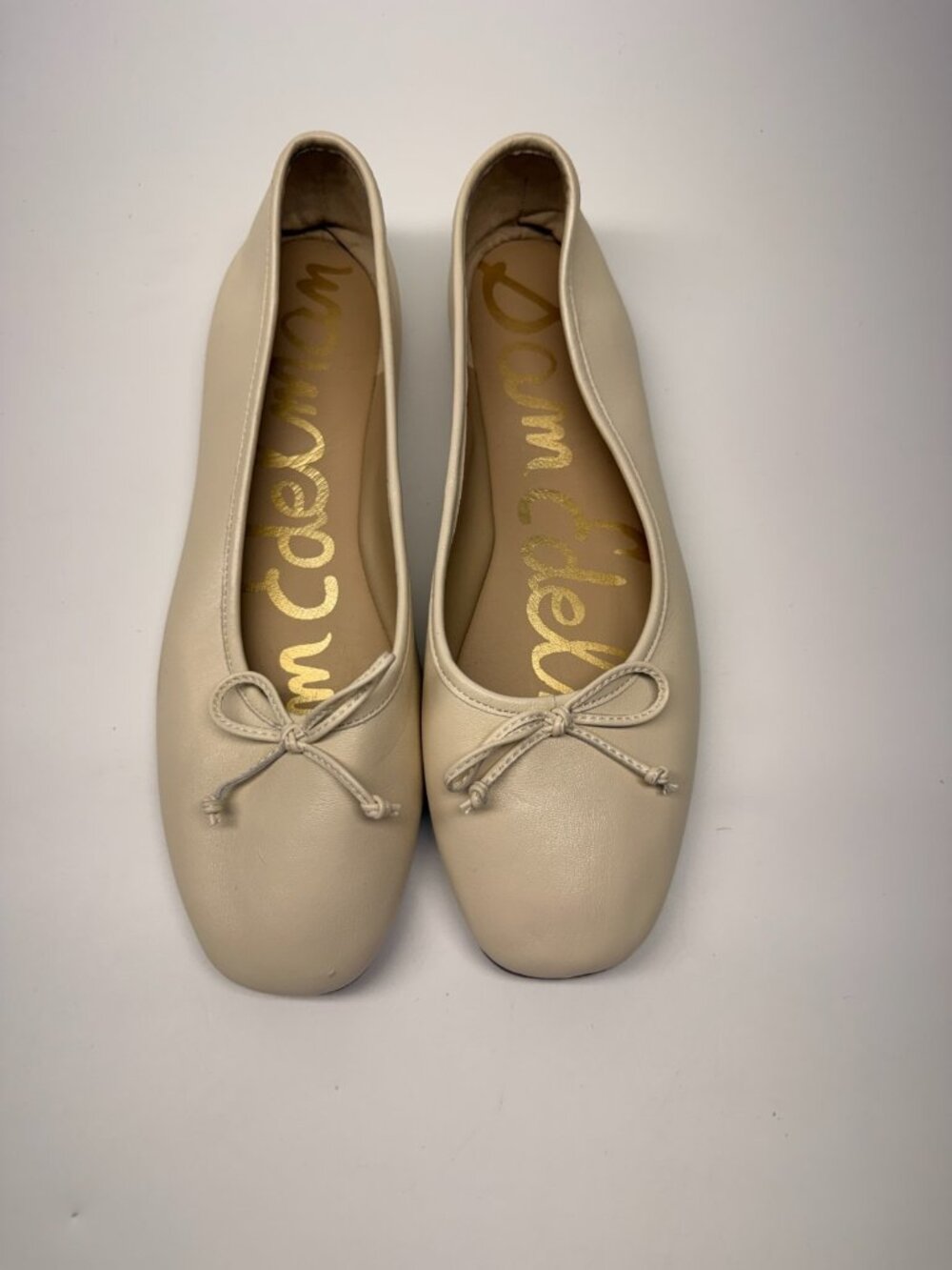 Sam Edelman Womens Alie Leather Cream Ballet Flat Sz 8.5